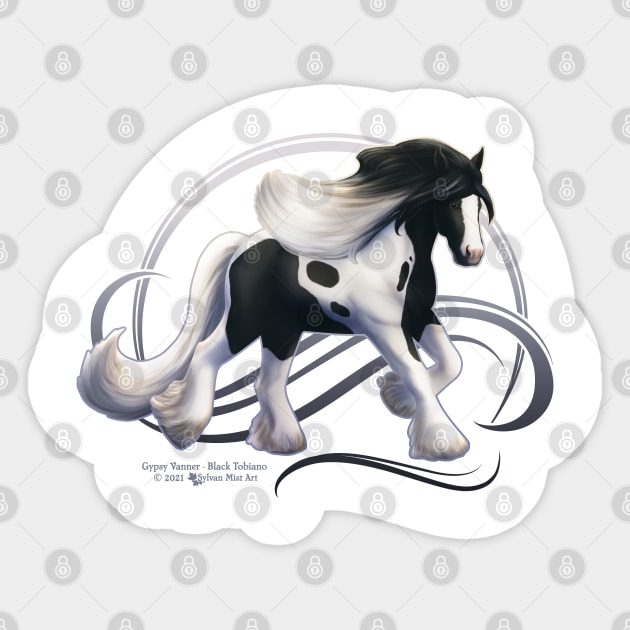 Black Tobiano Gypsy Vanner Horse Sticker by Sylvanmistart